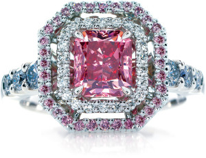 cute princess cut pink diamond engagement rings