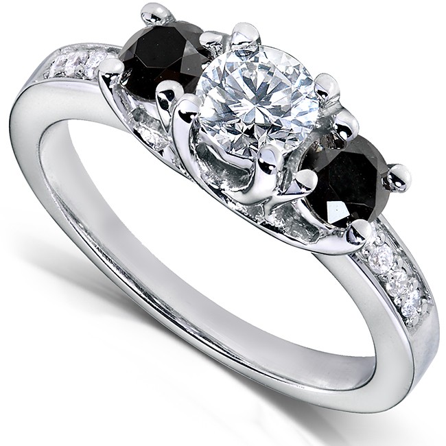 Black white diamond engagement ring