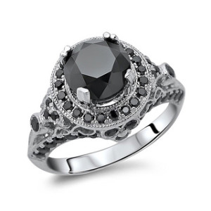 stocked black diamond ring